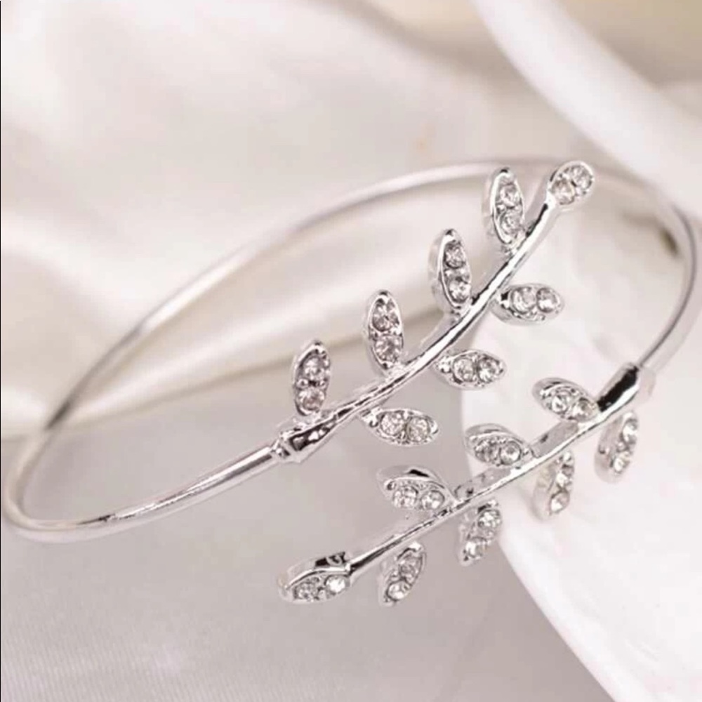 3/$30 Rhinestone Leaf Wrap Bangle - Picture 3 of 4